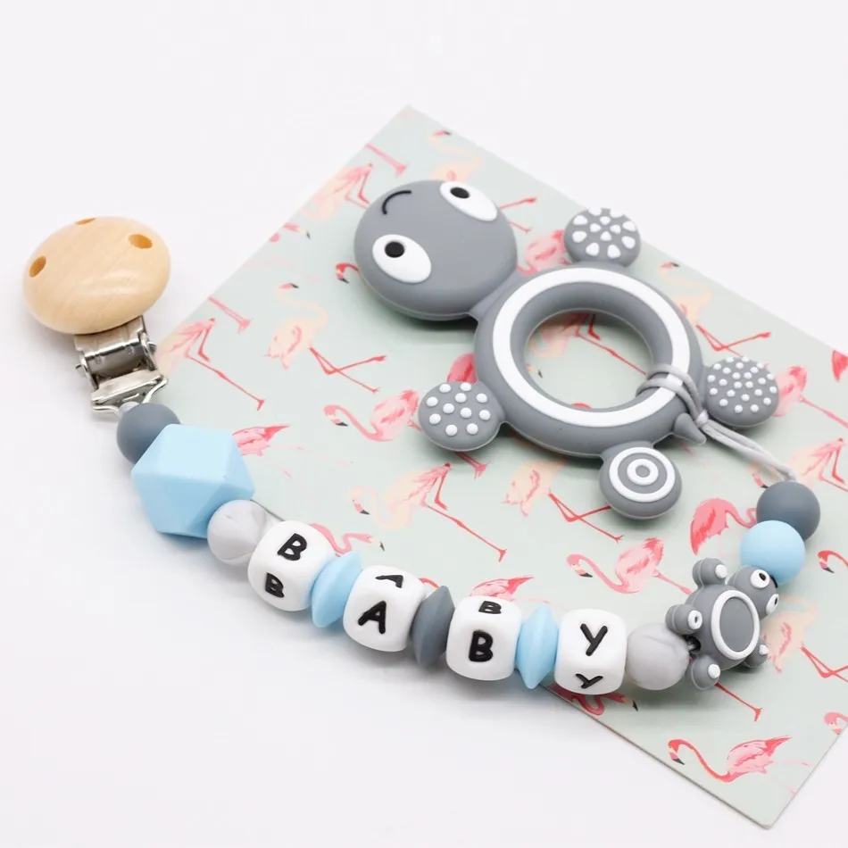 

1pc Personal Custom Personalized Pacifier Clip Chain Silicone Tortoise Pendant Baby Teething Nursing Dummy Clips Chain