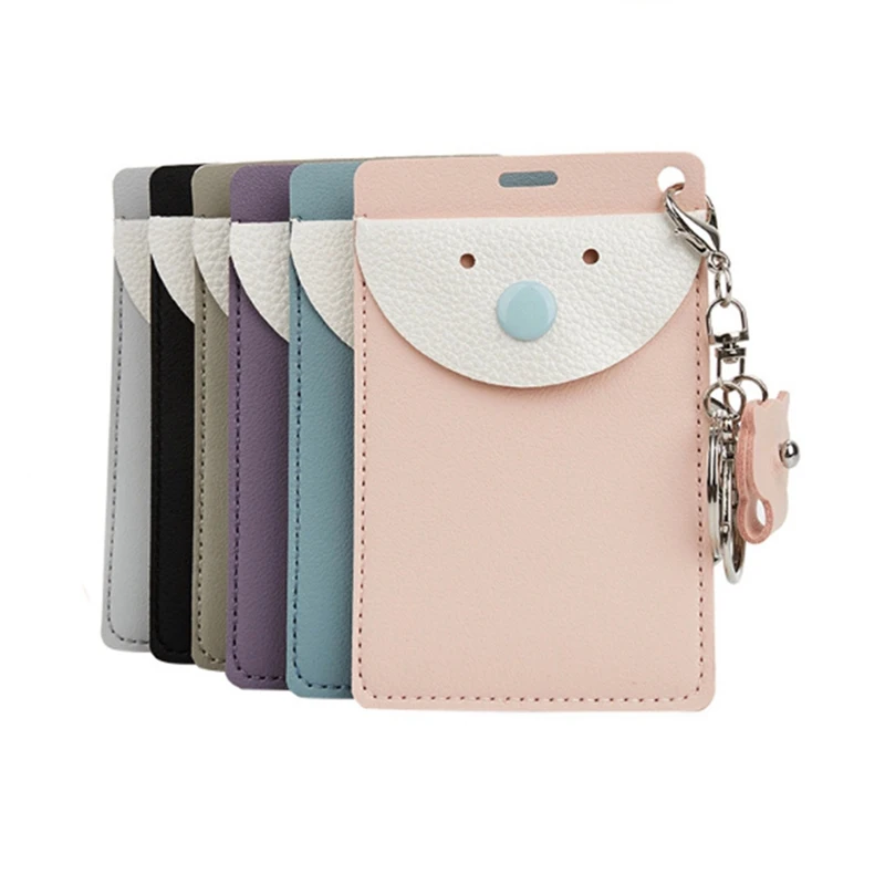 

PU Leather Card ID Holders Bag Women Travel Bank Bus Credit Card Holder Keyring Key Wallet Chain Case
