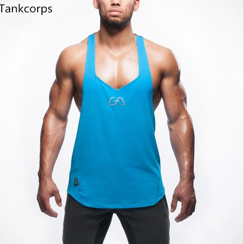 2017 New Brand Top Men's clothing Gyms Tank Top Low Cut Armholes Vest