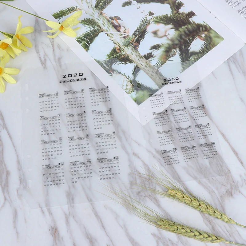 

A5/A6 2020 Calendar Ring Binder Notebook Paging Separator Notepad Inner Paper