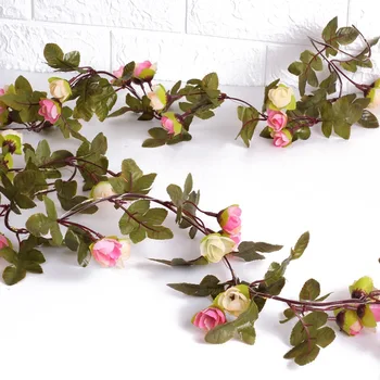 

2M/6.5FT 20LED Artificial Rose Flower Vine LED Fairy String Light Powered Hanging Garland Decorative Lamp For Home Garden