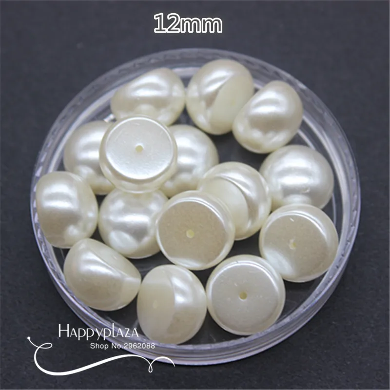 

50pcs 12mm Chunky Flatback Round Pearl Beads(Half Hole)Resin ABS Pearls Gems DIY Jewlelry/Phone/Laptop Decoration