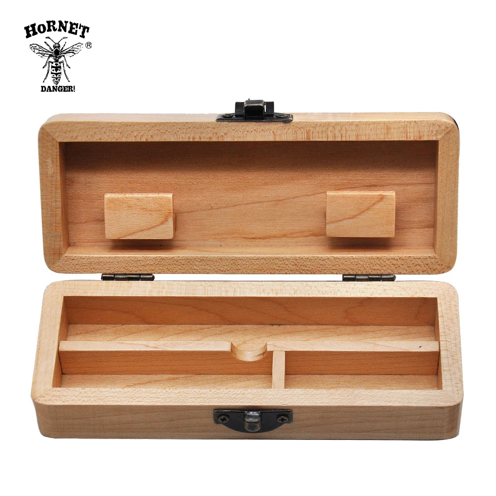 HORNET Wood Stash Box With Rolling Tray Natural Handmade Wooden Tobacco and Herbal Storage Box For Smoking Pipe Accessories