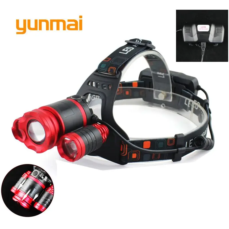 Micro Usb 8000 lumen led Headlight XML-T6+2Q5 Waterproof Zoom Head Torch Led Rechargeable 18650 Light for Fishing Hunting | Освещение