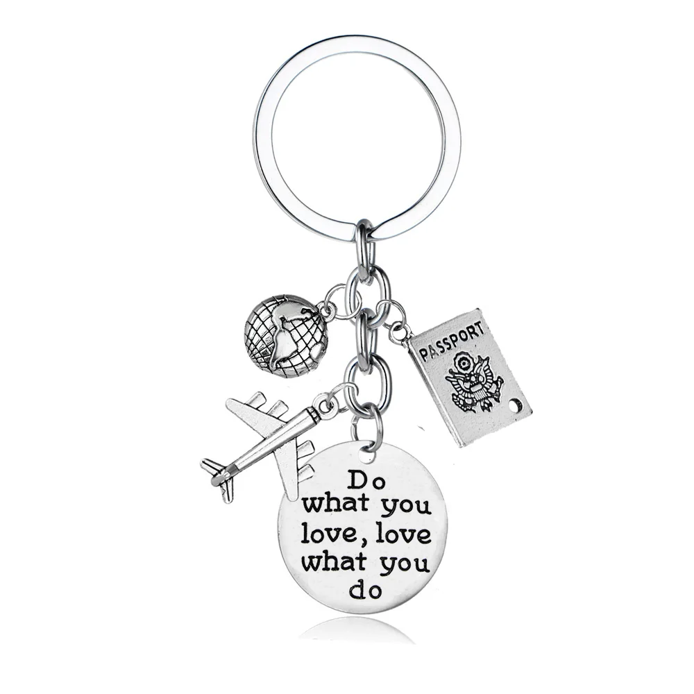 

Do What You Love Love What You Do Keychain Keyring Earth Airplane Passport Wanderlust Traveler Friends Key Chain Ring Xmas Gift