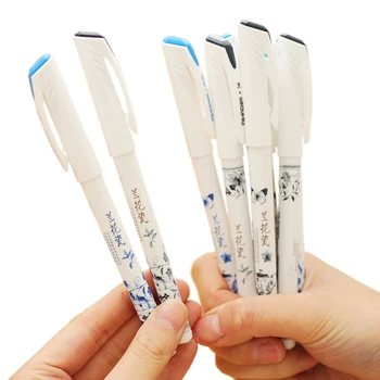 

4 Pcs Vintage Retro Chinese Style Gel Pen Blue And White Porcelain Stationery Office School Supplies Gift