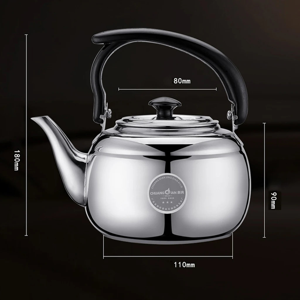 1L Stainless Steel Teapot Kitchen Tea Kettle Metal Stovetop Tea Pot Black White 2 Colors to Choose