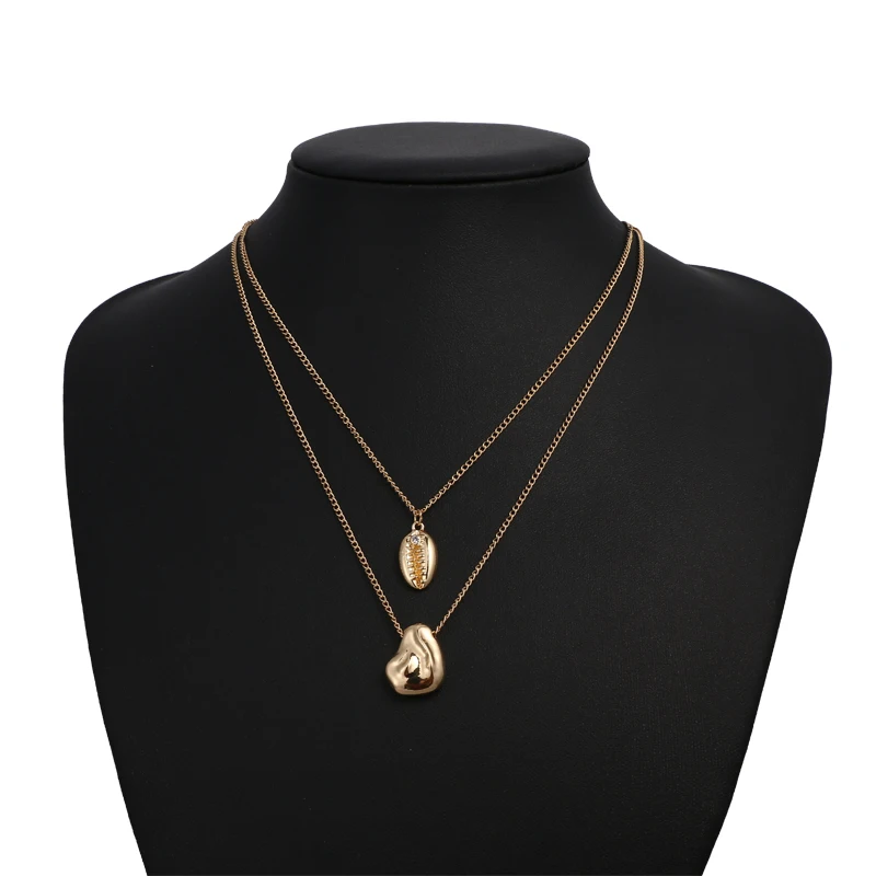 Yhpup модное многослойное ожерелье-цепочка из золотого цинкового сплава с подвеской очаровательные металлические женские вечерние ювелирные изделия в богемном стиле