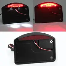 Motorcycle LED Tail Brake Light Side Mounted License Plate Assembly Black
