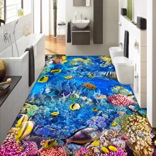 Пользовательские Настенные обои морской мир дельфины, море черепаха гостиная спальня ванная комната 3D ПВХ пол, самоклеющиеся обои самоклеющиеся