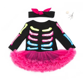 

2018 Halloween Newborn Baby Girl Skeleton Rompers Long Sleeve Jumpsuit Clothes Outfit Costume Cosplay