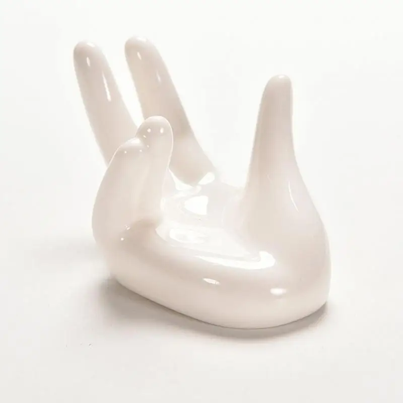 

White Porcelain Ceramic Finger Palm Tea Filter Bracket Holder Air Plant Tillandsia Holder Flower Planter Office Desk Decor