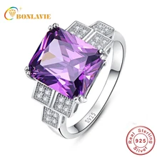 BONLAVIE 9.8Ct кольцо с натуральным аметистом 925 пробы Серебряное кольцо обручальное женское винтажное ювелирное изделие Полный Размер 6/7/8/9