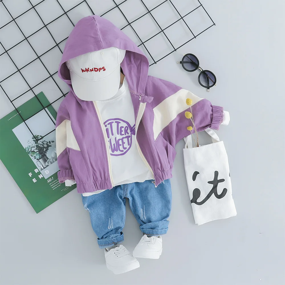 

Roupa Infantil For Bebek Children's Autumn Sports Long-sleeved Recreational Coloured Boys And Girls Chao Lianha Three-piece Set
