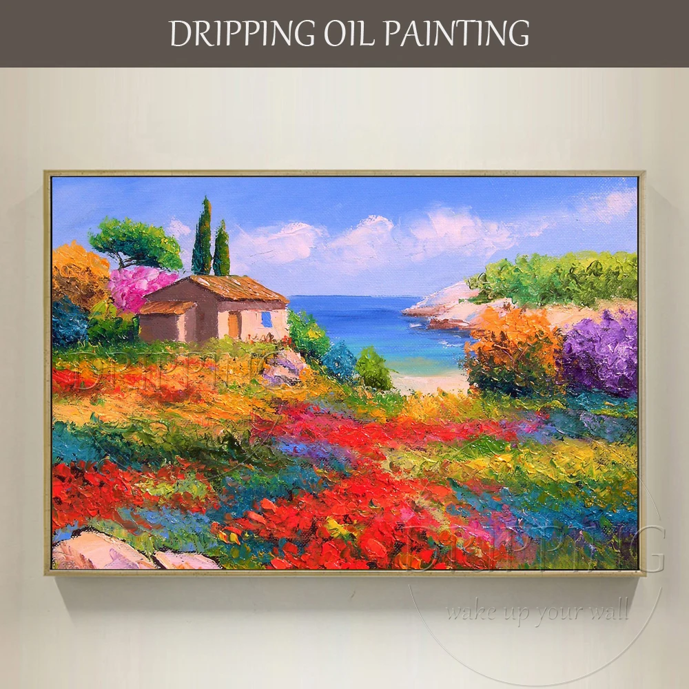 

High Skilled Artist Hand-painted High Quality Vivid Color Landscape Oil Painting on Canvas Bright Landscape Knife Oil Painting