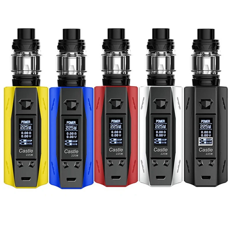 

225W ATVS Castle Smart TC Vape Kit 4ml Tank Top Filling Atomizer Big Smoke BOX MOD No 18650 Battery Dense Smoking Kit