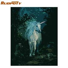 Ruopoty cuadro de caballo DIY por números animales arte de pared moderno cuadro acrílico pintura por números Kit para decoración del hogar ilustraciones(China)