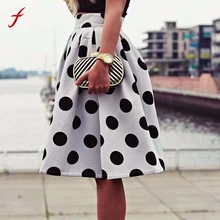 Лидер продаж бутон Юбки для женщин женские в горошек печатных зонтик юбка высокая талия клуба партии короткий Ретро Puff Юбки Для Женщин Saia