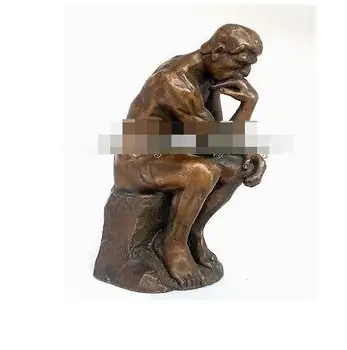 

YM 304 Vintage Rodin Pure Bronze Thinker Statue Art