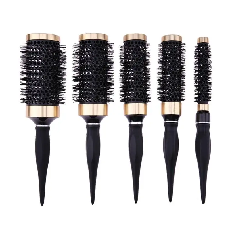 

Round Hair Brush Heat Resistant Hairdressing Hair Comb Curly Hair Rolling Comb Aluminum Cylinder Comb boar bristle brush