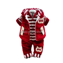 Коллекция года, зимний комплект одежды для новорожденных мальчиков и девочек, фланелевая одежда с хлопковой подкладкой для малышей комплект теплой верхней одежды из 3 предметов для детей