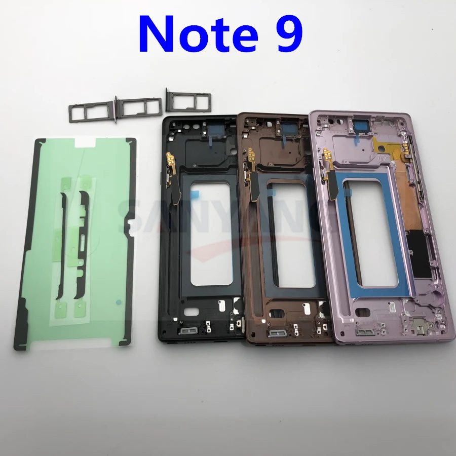 

For Samsung Galaxy Note 9 N960 N960F N960FD N9600 Middle Frame Bezel Chassis Housing note9 Cover With Sim Card Holder Sticker