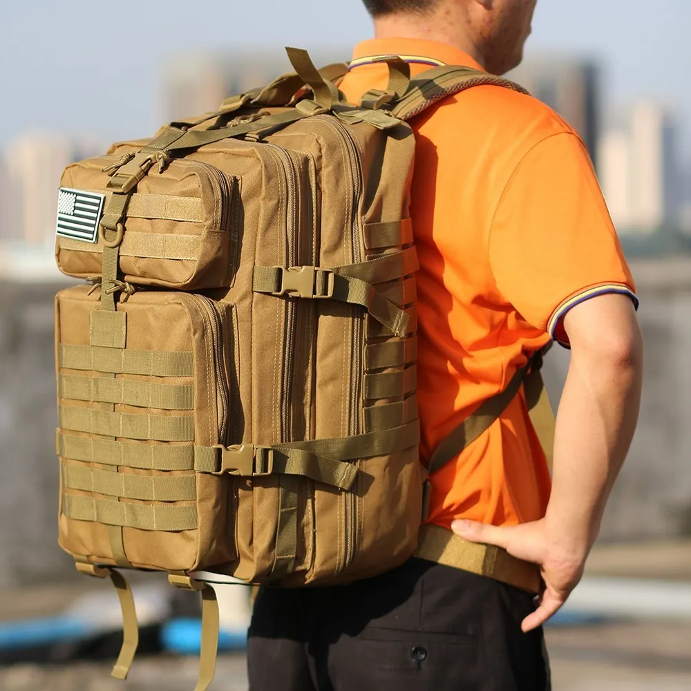  45L Waterproof Army Tactical Backpack Molle Military Bug Out Bag Assault For Man Hunting Travel Hik