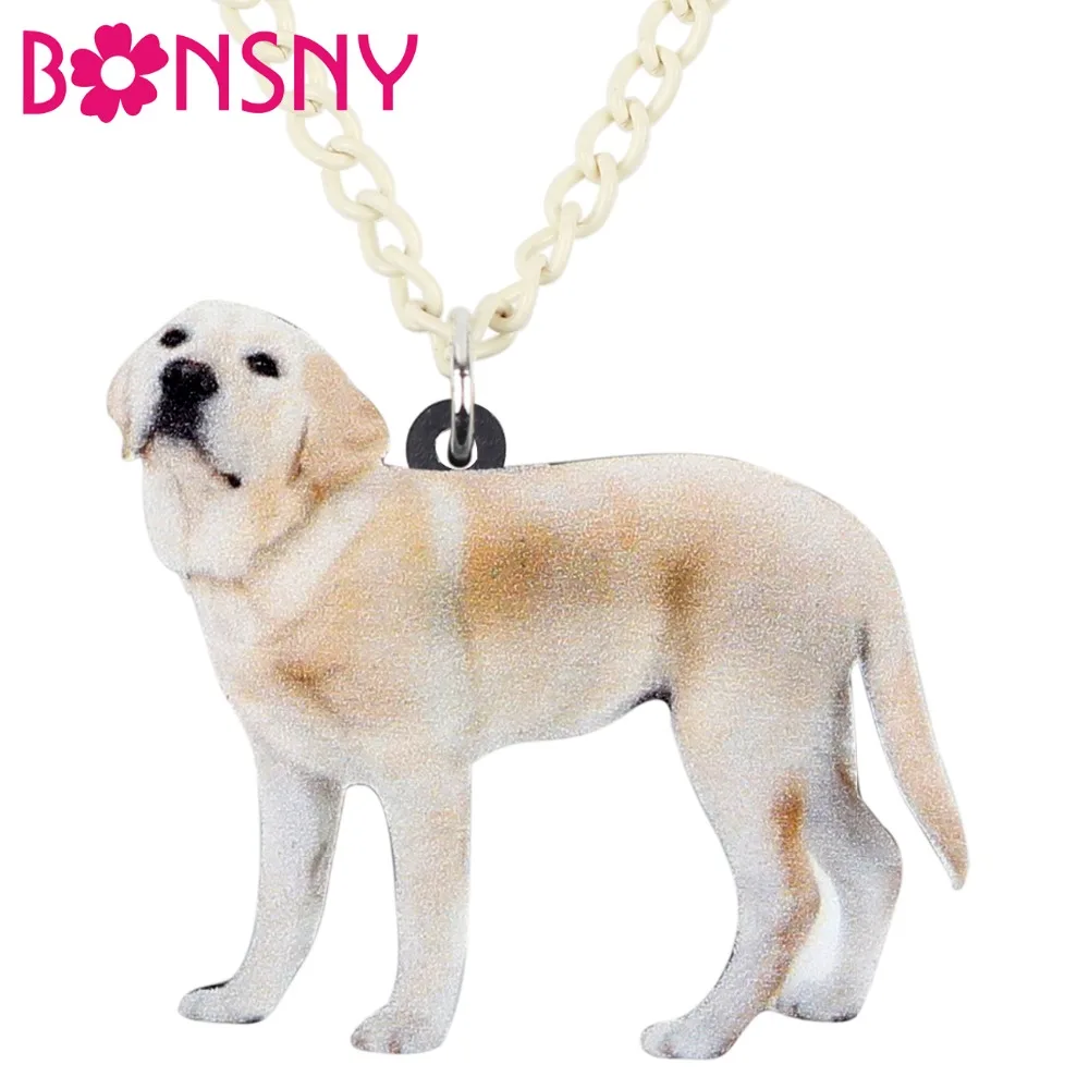 Bonsny Acrylic Standing Labrador Dog Necklace Pendant Sweater Choker Fashion Animal Pets Jewelry Gift For Women Girl Accessories | Украшения