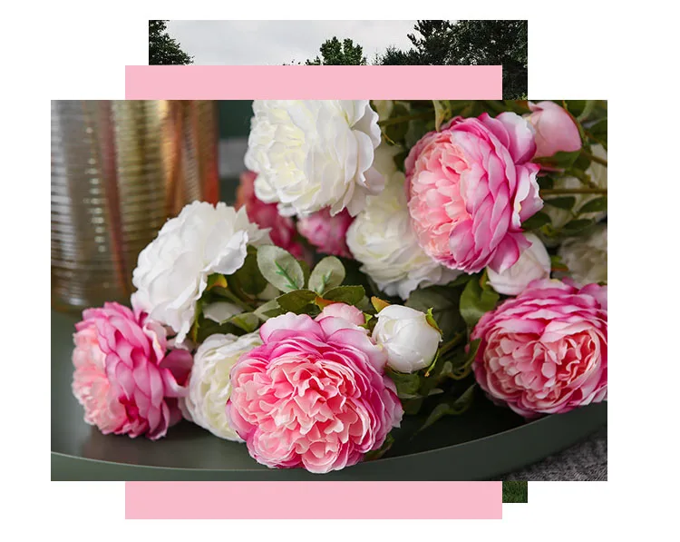 peony silk flower artificial peonies white  (12)