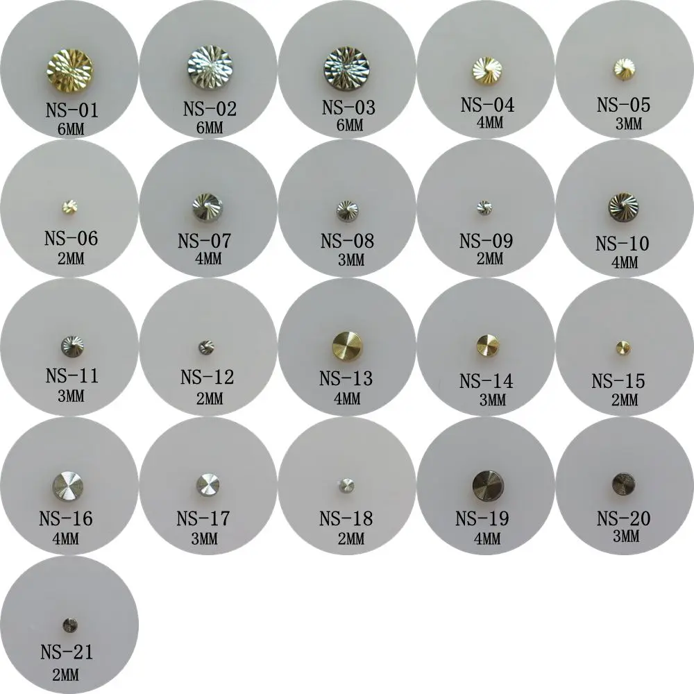 

3D 30pcs/bag High Quality Retail 6mm/4mm/3mm/2MM Gold Silver and Black Metal Stud Metal Nail Art Decoration NS01-21