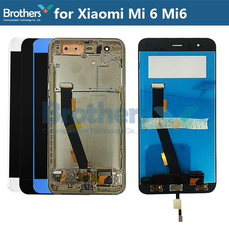 ЖК-экран для Xiaomi Mi 6 ЖК-дисплей Mi6 с рамкой отпечатков пальцев Сенсорный экран