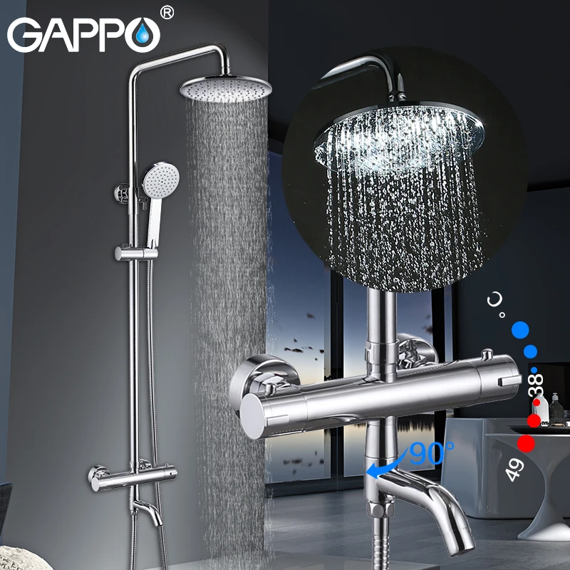 GAPPO wall mount shower faucet bath tap mixer rainfall shower set thermostatic water mixer brass shower mixer tap