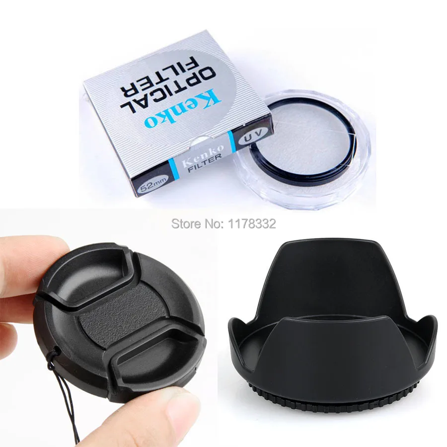 

3in1 Digital Camera Lenses Lens Protect UV Filter + Lens Hood + Lens Cap Set fit 62mm Filter Size FOR Digital Camera Camcorder