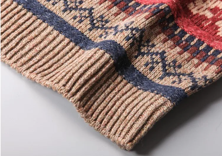 Зимний Новый Винтажный толстый шерстяной мужской свитер с принтом, вязаный пуловер для мужчин, теплые удобные свитера с круглым вырезом и