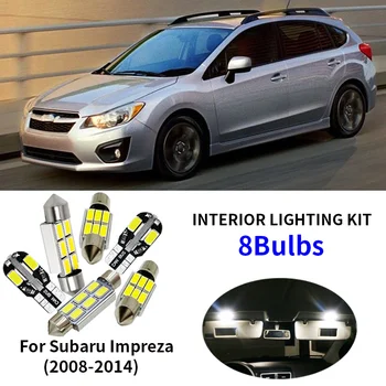 

8pcs Car Accessories Car LED Light Bulbs Interior Kit For 2008-2014 Subaru Impreza Map Dome Trunk License Plate Lamp