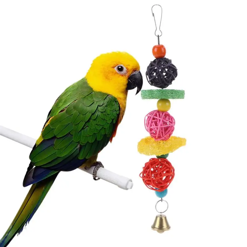 Colorful Vine Balls Bird Parrots Swing Toys Wood Beads Parrots Bird
