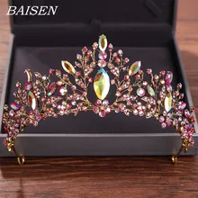 Винтажная цветная Хрустальная корона, свадебные головные уборы, стразы, диадемы невесты, ободки, украшения для волос, свадебная корона для невесты, головной убор