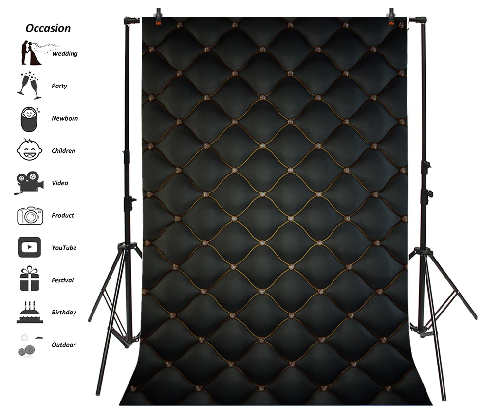 Laeacco Leather Pattern Diamonds Luxury Headboard Photography Backgrounds Customized Photographic Backdrops For Photo Studio