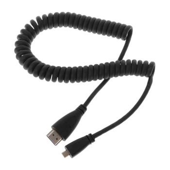 

OOTDTY New HDMI To Micro Cable Coiled Adapter Spiral Cable High Speed Converter Adapter Black 25-100cm