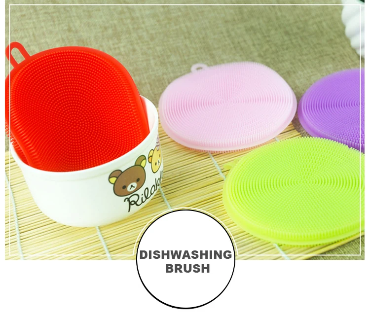 food grade colorful double side durable silicone dishwashing brush