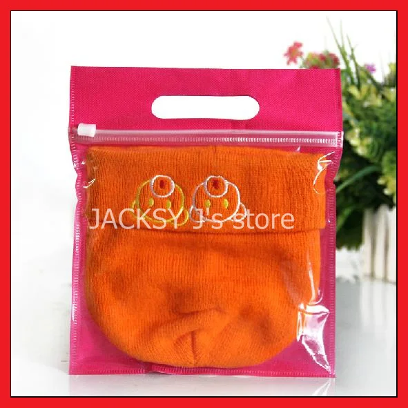 

Free Shipping 100pcs/lot Non-woven Bags with Zip Lock Handle Bags for Children's Clothing Retail Packaging Rose Pink