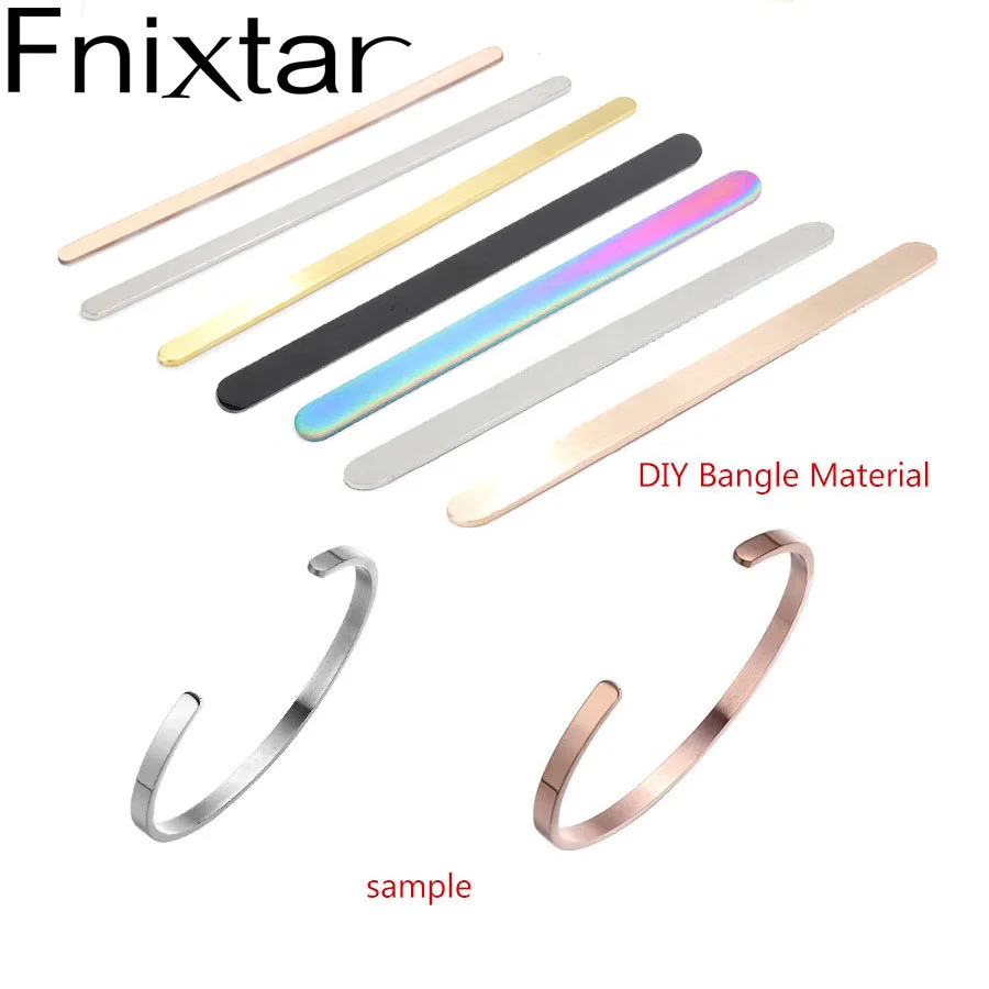 

Fnixtar DIY C Open Cuff Bangle Material Mirror Polished Stainless Steel Rectangle Blank Charm 1/4 *6in (6x152mm)10pcs/lot