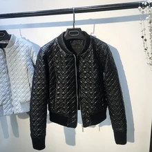 Vintage Grid Designer Women Faux Leather Jackets Winter Style Cool PU Coats Women Branding Clothes Pink Leather Jackets C1173