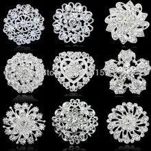 Joyería de moda Broches Broches Cristalinas de la Flor de La Boda y Eventos Ramo Rhinestone Broche Para Las Mujeres