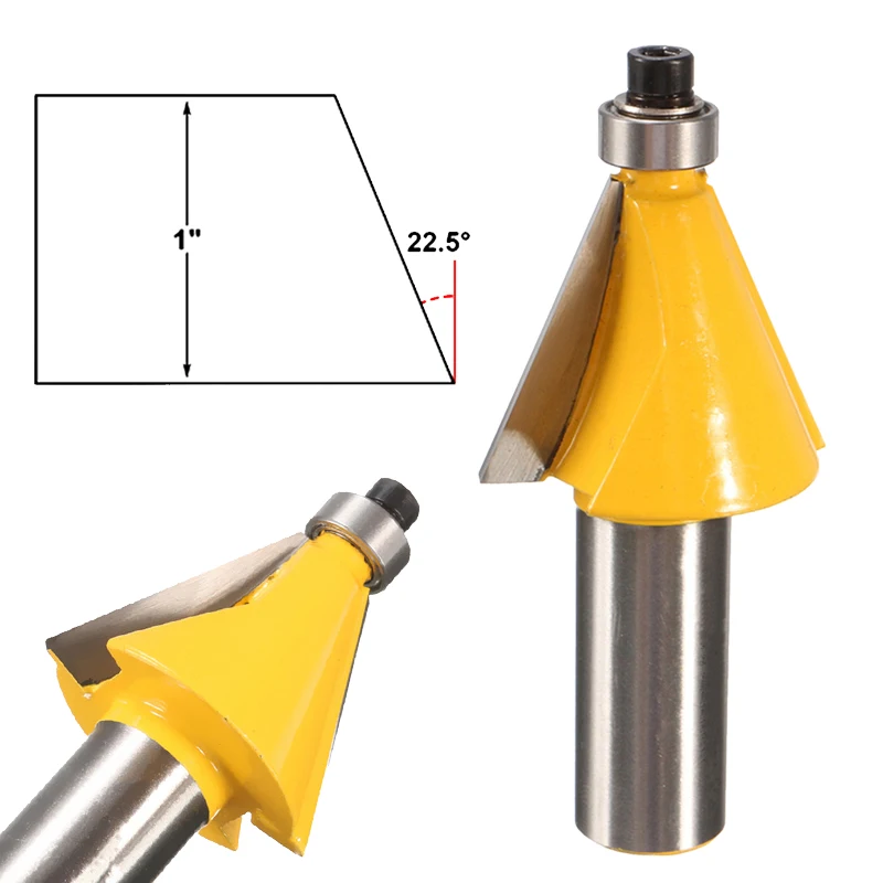 Высокое качество 22.5 градусов фаски и конических каймой Деревообрабатывающие фрезерные станки бит-1/2 дюйма хвостовиком