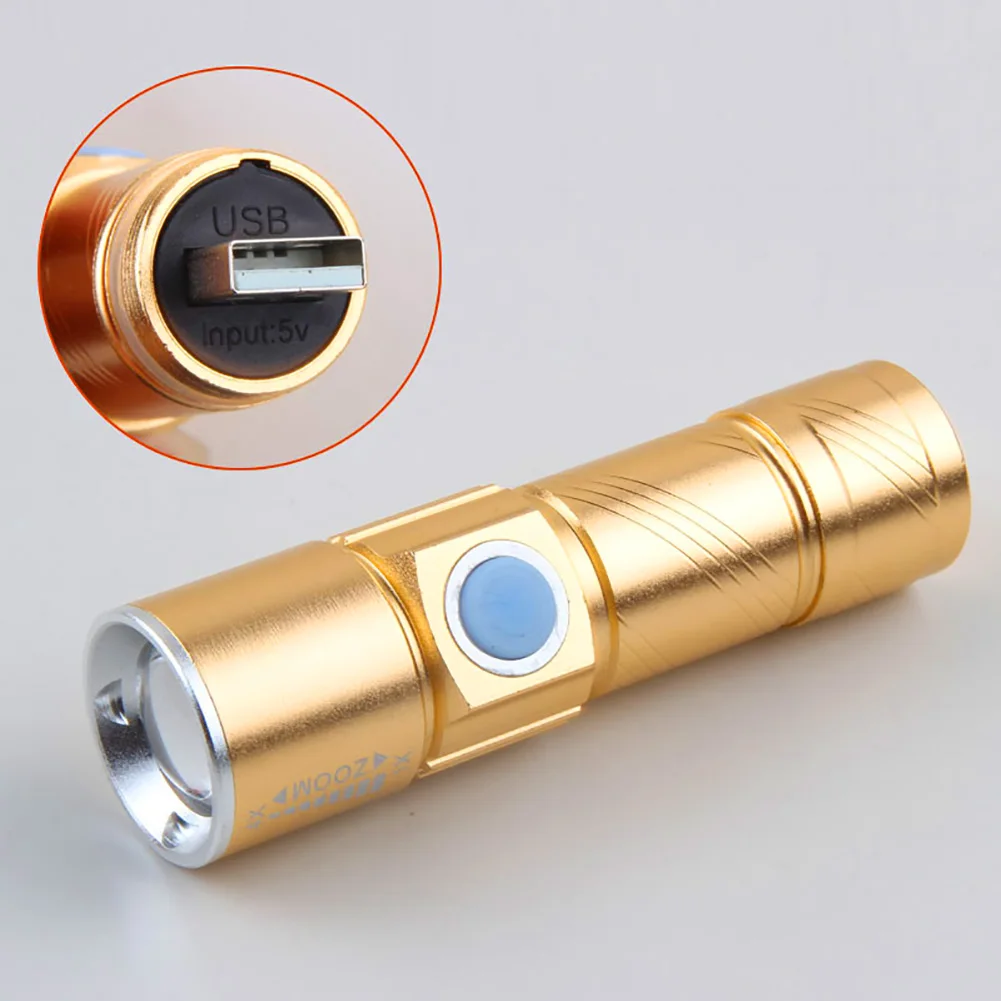 

3 Mode Tactical Flash Light Torch Mini Zoom Rechargeable Powerful USB LED Flashlight Lanterna For Outdoor Travel