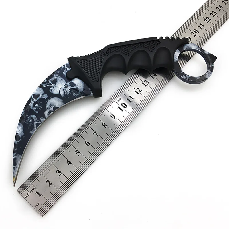 Нож Karambit CS GO с фиксированным лезвием, никогда не выцветает, контр страйк, бои, коготь, ножи для выживания, кемпинга, EDC, косплей, инструменты