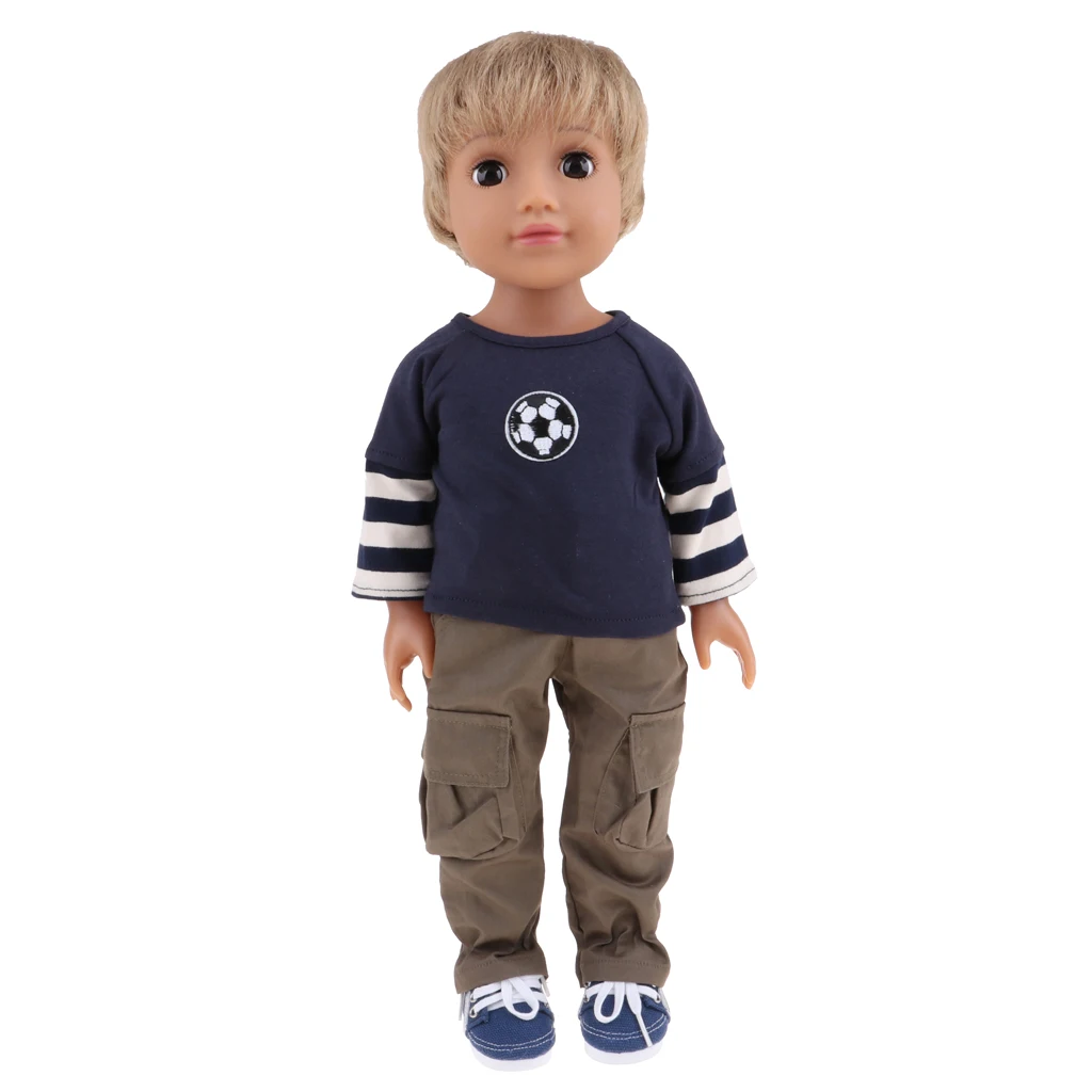 

Huggable 18 Inch Real Like Boy Doll with Soccer T-shirt, Pants and Sneakers Set Kids Children Birthday Christmas Toys Gifts