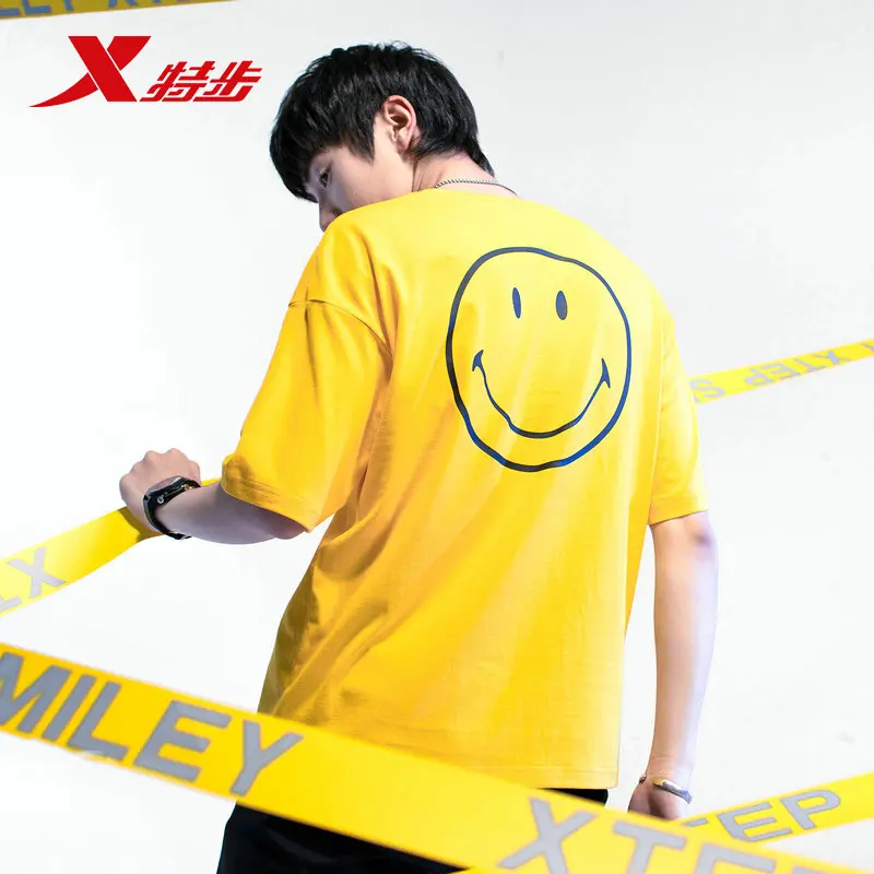 

881229019251 SMILEY xtep men Short Sleeve T-Shirt 2019 Summer New Smile Simple Men's Loose Top