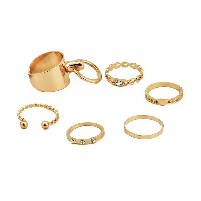 Explosive model popular personality fashion new nightclub woman's pattern combination ring set ring Wedding Ring